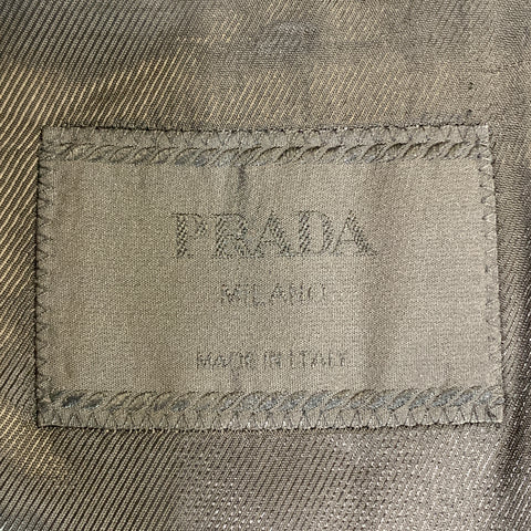 PRADA Size 46 Black Virgin Wool Notch Lapel Patch Pockets Coat