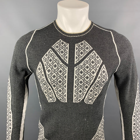 GmbH OI 18 My Beauty Offends You Talla M Jersey de mezcla de viscosa con gráfico gris y blanco