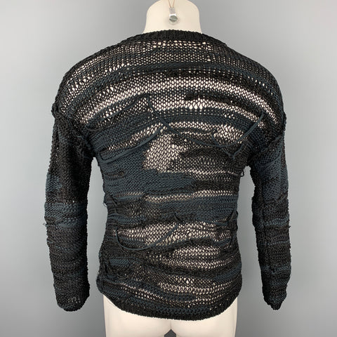 ISABEL BENENATO S/S 19 Size S Black Knit Cotton Blend Buttoned Cardigan