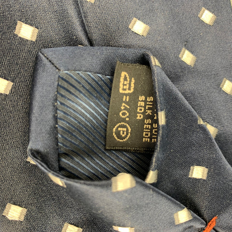 ERMENEGILDO ZEGNA Navy Squares Silk Tie
