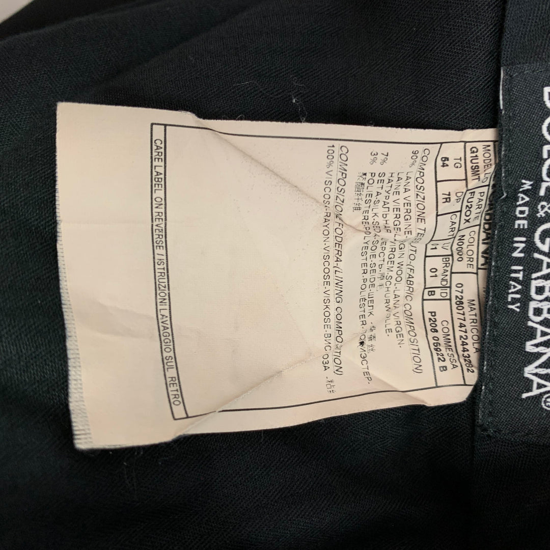 DOLCE &amp; GABBANA Talla 38 Pantalón de vestir de esmoquin de mezcla de lana negro