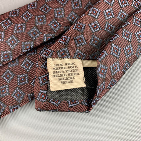 BURBERRY PRORSUM Corbata ajustada con estampado de seda marrón