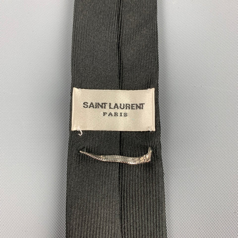SAINT LAURENT Black Stars Twill Narrow Tie