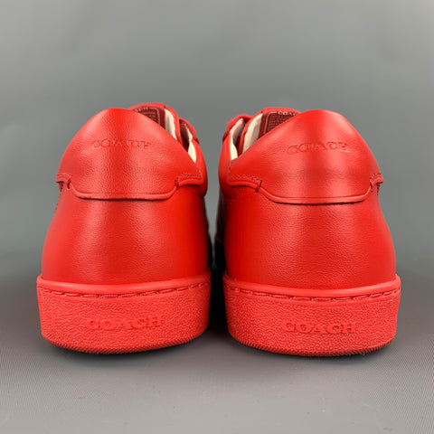COACH Talla 10 Zapatillas bajas de cuero rojo con cordones