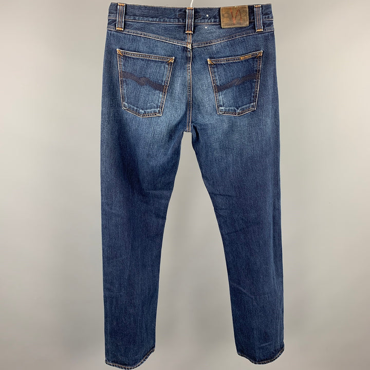 NUDIE JEANS Size 32 Indigo Washed Denim Button Fly Jeans