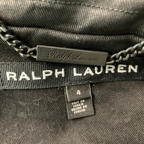 RALPH LAUREN Size 4  Black Cotton &  Elastane Zip & Snaps Jacket