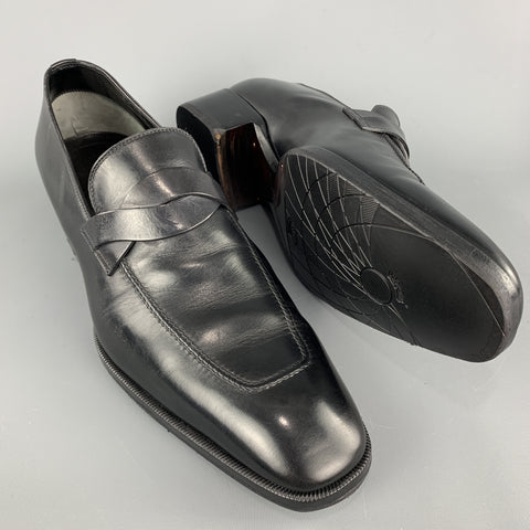 TOM FORD Size 12 Black Solid Leather Slip On Loafers