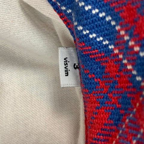 VISVIM Cárdigan tipo kimono de algodón a cuadros rojo y azul talla L