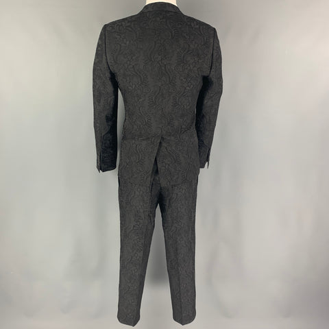 DOLCE & GABBANA Size 38 Black Lace Acetate Blend Notch Lapel Suit