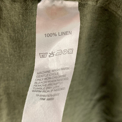 TODD SNYDER Size XXL Green Forest Green Linen One pocket Short Sleeve Shirt