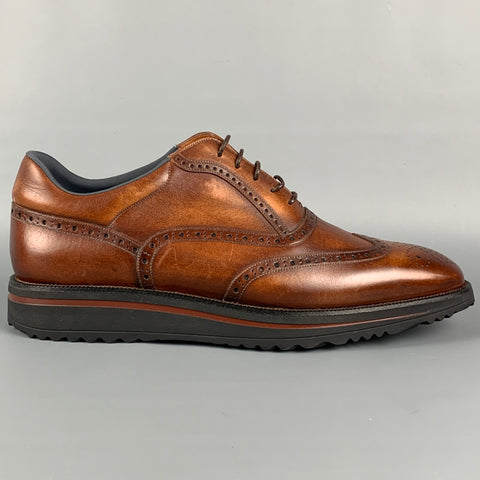 BALLY Size 11.5 Brown Leather Wingtip Lace Up Shoes