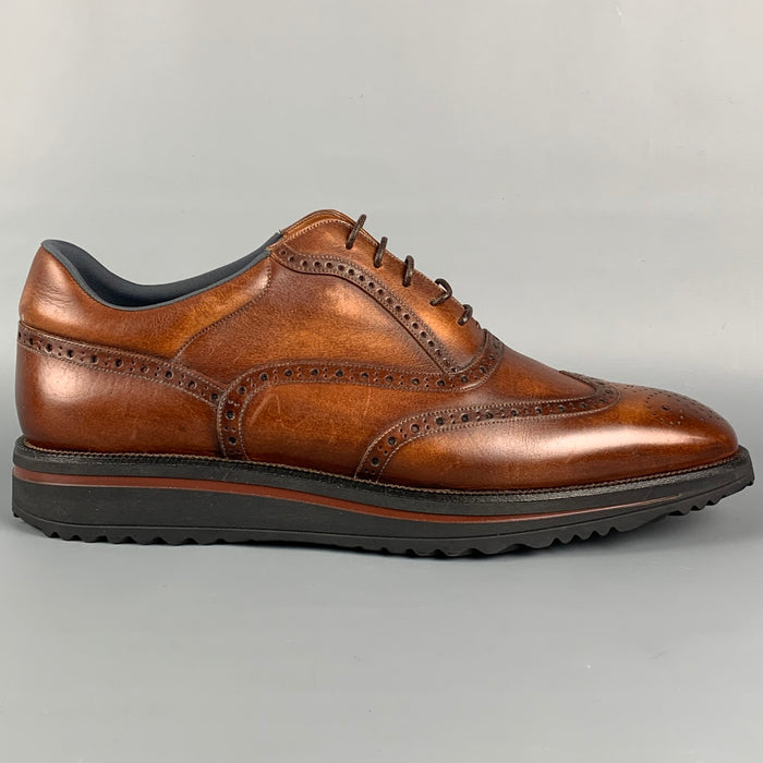 BALLY Size 11.5 Brown Leather Wingtip Lace Up Shoes