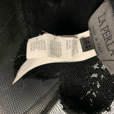 LA PERLA Size 8 Black Polyurethane Blend Velvet Beaded Dress Top