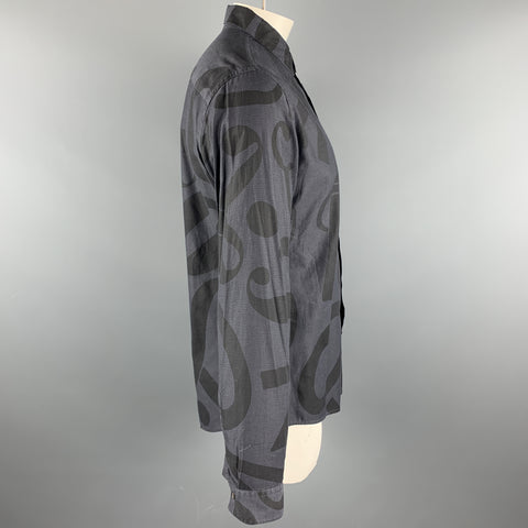VIKTOR & ROLF Size L Charcoal Print Cotton Long Sleeve Shirt