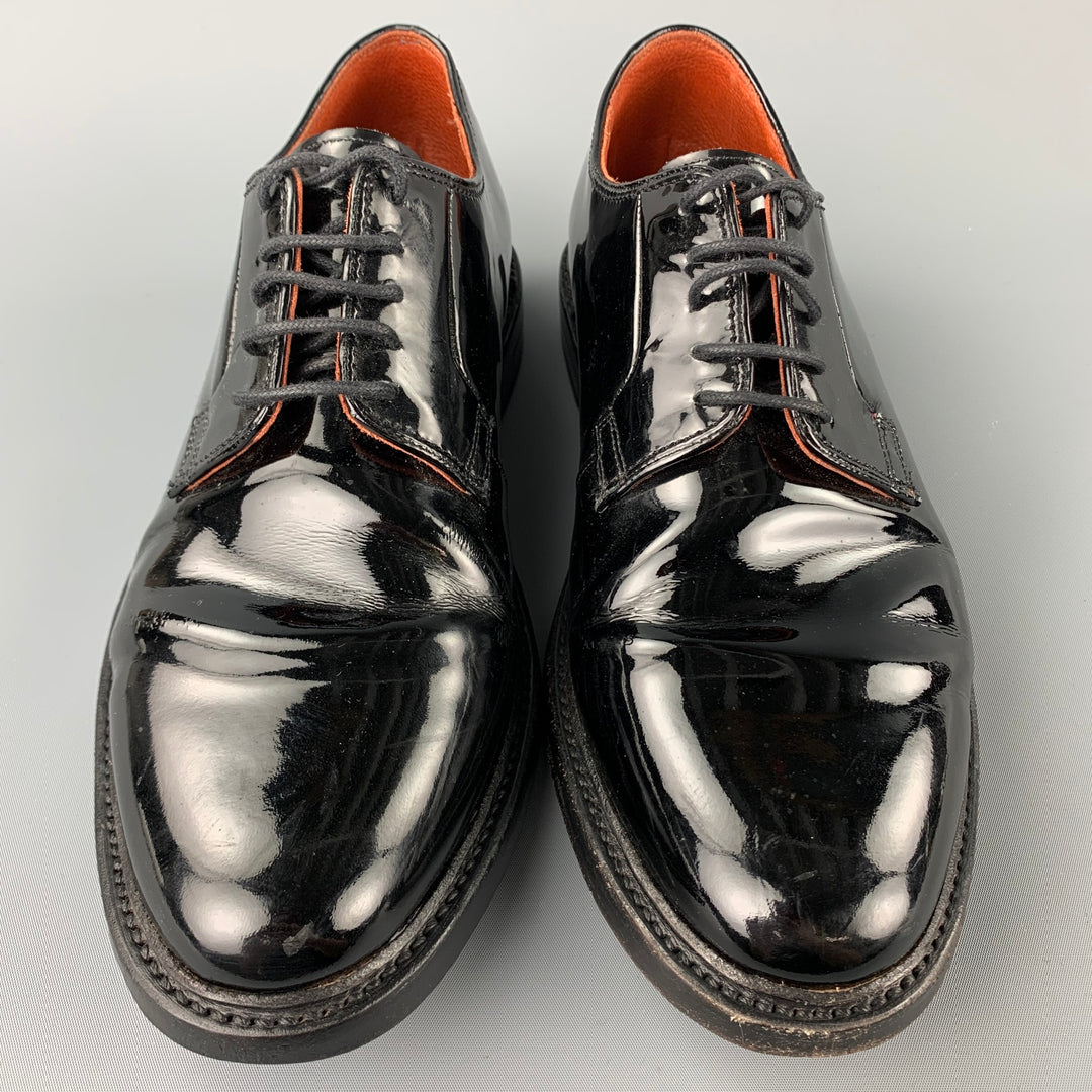 FLORSHEIM for Duckie Brown Size 10.5 Black Patent Leather Lace Up Shoes