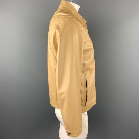 PAL ZILERI Size L Beige Polyester Zip Up Jacket