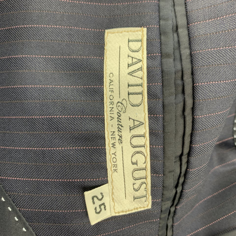DAVID AUGUST Taille 40 Marine &amp; Rose Rayé Laine Peak Revers 34 x 30 Costume