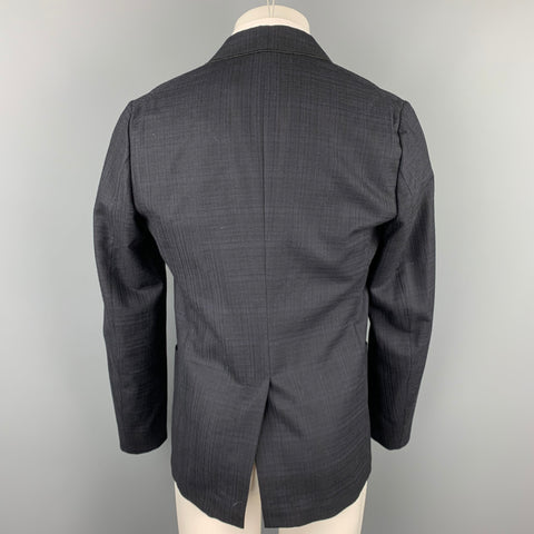 VIKTOR & ROLF Monsieur Size 38 Navy & Black Plaid Virgin Wool Sport Coat