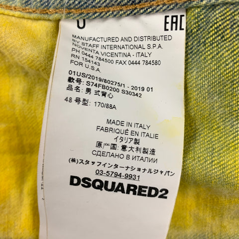 DSQUARED2 Size S Yellow Bleached Denim Trucker Vest Jacket