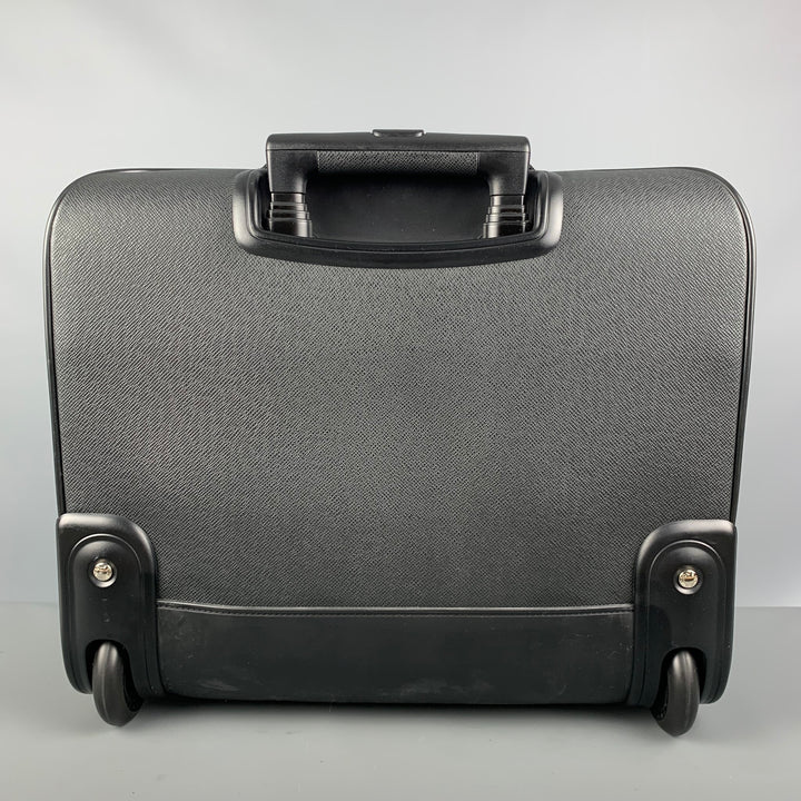 LOUIS VUITTON All Pilot Case  Black Textured Leather Carry-On Roller Luggage Bag
