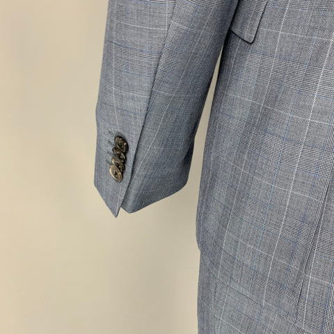 THEORY Size 42 Blue Grey Glenplaid Wool Notch Lapel Suit