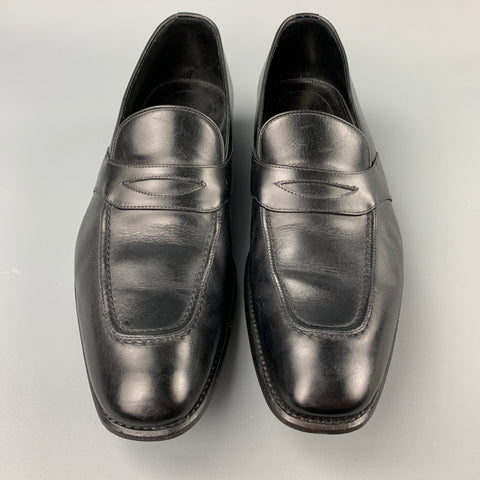 TOM FORD Size 10.5 Black Leather Slip On Loafers