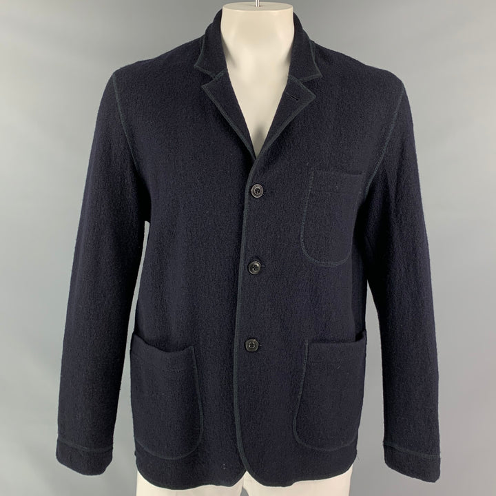 BUCK MASON Size L Navy Merino Wool Solid Jacket