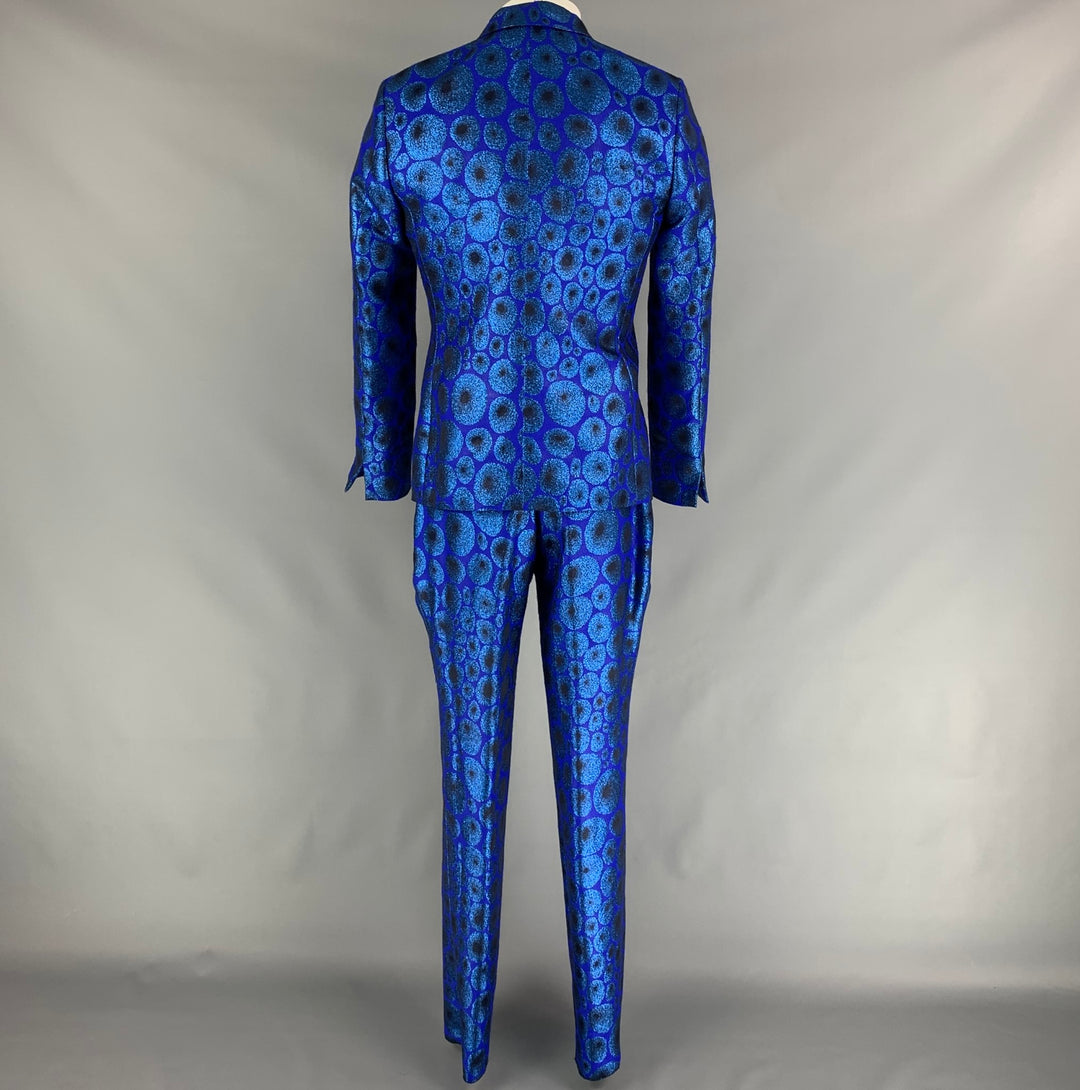 MASATOMO Size 40 Royal Blue Metallic Acrylic Blend Notch Lapel Suit