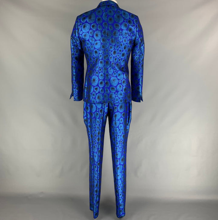 MASATOMO Size 40 Royal Blue Metallic Acrylic Blend Notch Lapel Suit