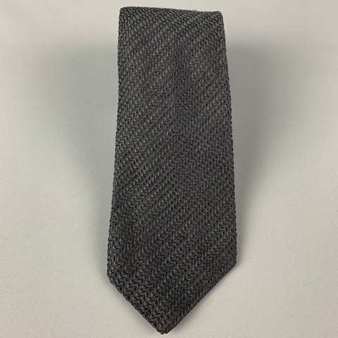 PRADA Black Textured Silk Tie