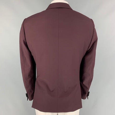 PAUL SMITH "Soho Fit" Size 46 Burgundy & Black Wool Peak Lapel Sport Coat