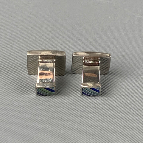 PINK Gemelos de metal con rayas plateadas, azules y verdes