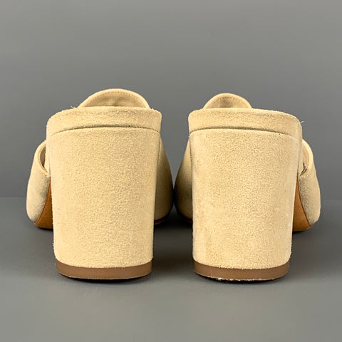 MARYAM NASSIR ZADER Talla 7 Sandalias peep toe de ante beige