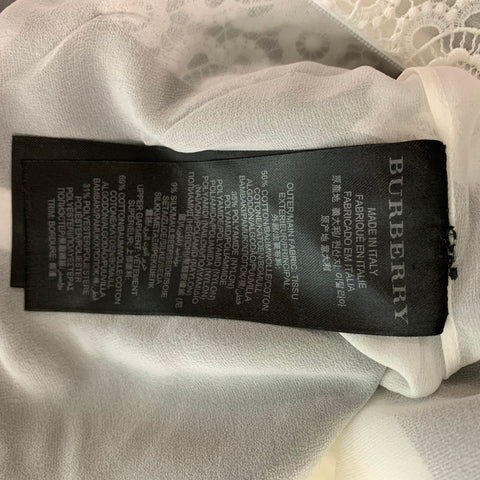 BURBERRY PRORSUM Size 2 White Black Cotton Blend Lace Knee-Length Dress