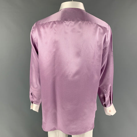 STEFANO RICCI Size XL Lilac Light Blue Dots Silk Long Sleeve Shirt