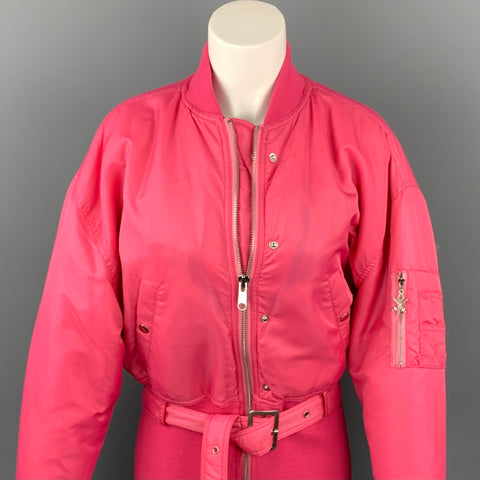 CÉRÉMONIE D’OUVERTURE Taille XS Veste bomber ceinturée en nylon rose