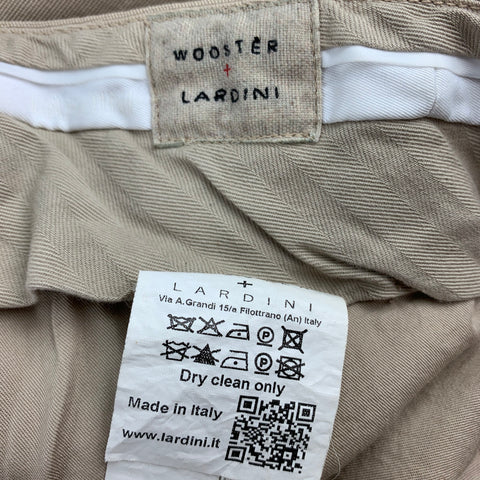 WOOSTER + LARDINI Size 36 Khaki Cotton Asymmetrical Drop Crotch Casual Pants