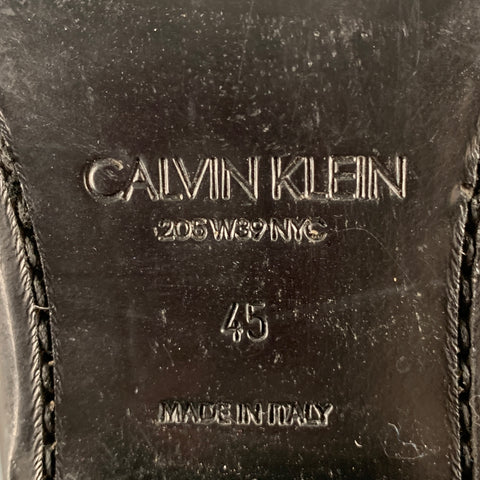 CALVIN KLEIN 205W39NYC Taille 12 Bottes à enfiler en cuir brodé noir