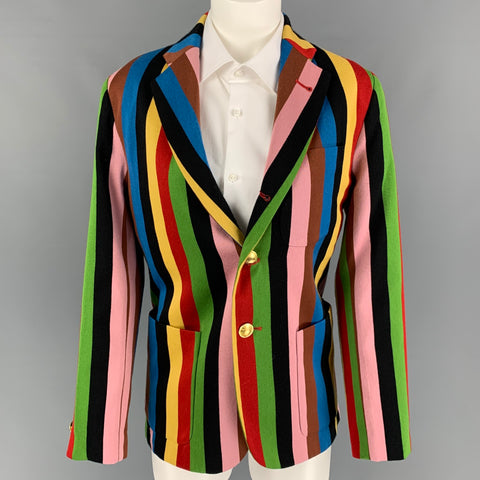 BLAZERS DE REMO Talla 36 Abrigo deportivo de algodón y lana a rayas multicolor