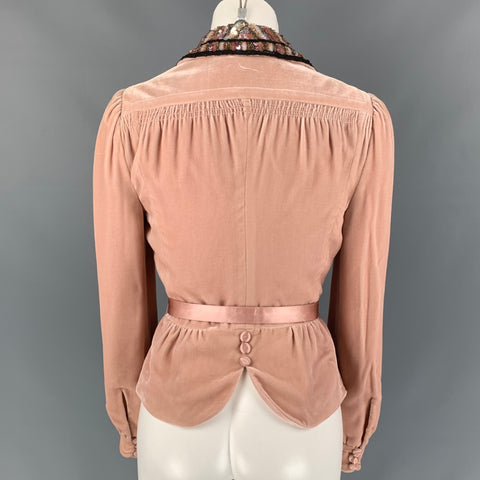 MARC by MARC JACOBS Talla 6 Chaqueta con cuentas de seda y rayón rosa