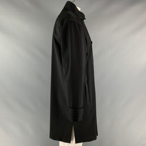 SHANGHAI TANG Taille XL Manteau à double boutonnage en laine mélangée noire