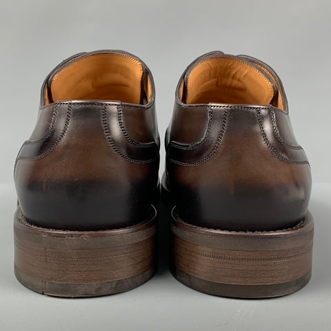 LOUIS VUITTON Size 11 Brown Antique Leather Cap Toe Lace Up Shoes
