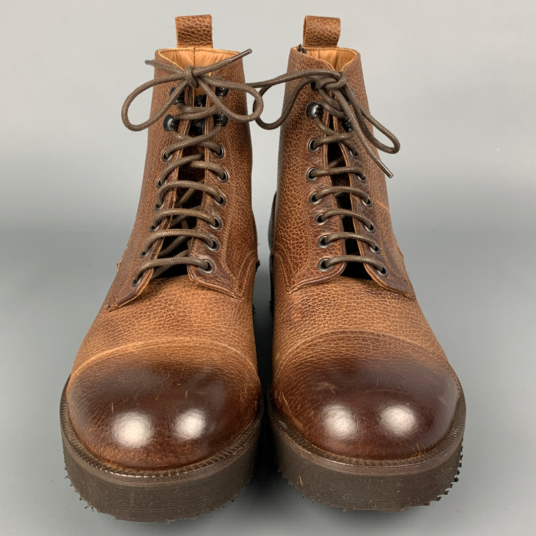 BARNEY'S NEW YORK Size 8 Brown Antique Leather Lace Up Boots
