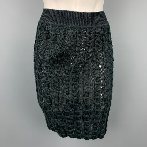 JUNKO SHIMADA Size M Charcoal Knitted Linen Pencil Skirt Set