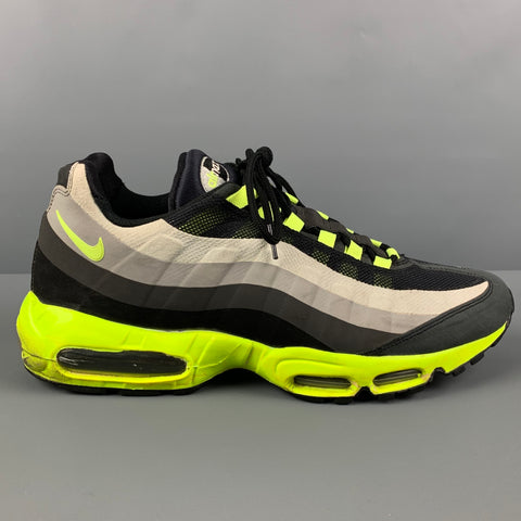 NIKE Talla 10.5 Zapatillas Air Max 95 Gris Neón Verde Materiales Mixtos