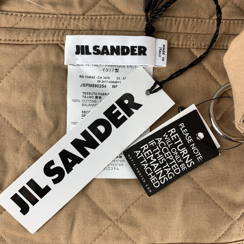 JIL SANDER Size 6 Tan Quilted Cotton D Loop Belt