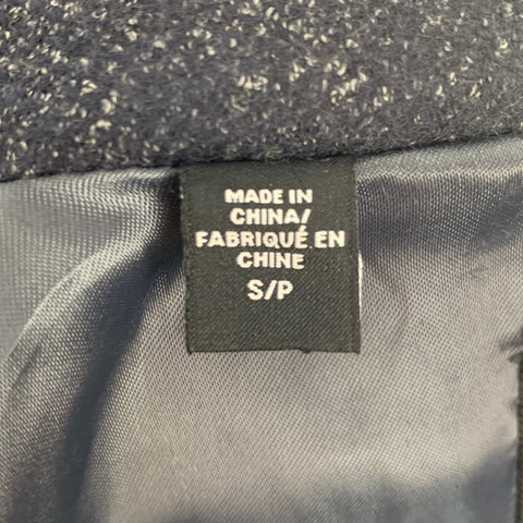 SAKS FIFTH AVENUE Size 40 Navy Grey Plaid Wool Blend Coat