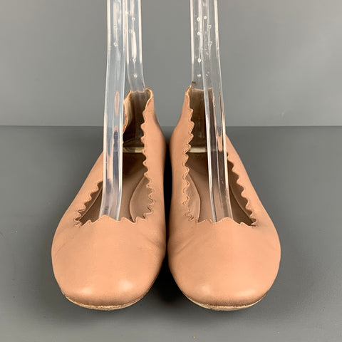 CHLOE Size 8.5 Beige Leather Solid Ballet Flats