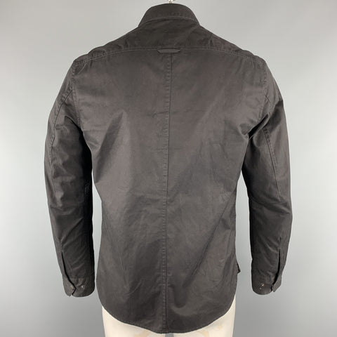 RAG &amp; BONE Taille M Veste noire en coton uni / polyester avec fermeture éclair et boutons-pression