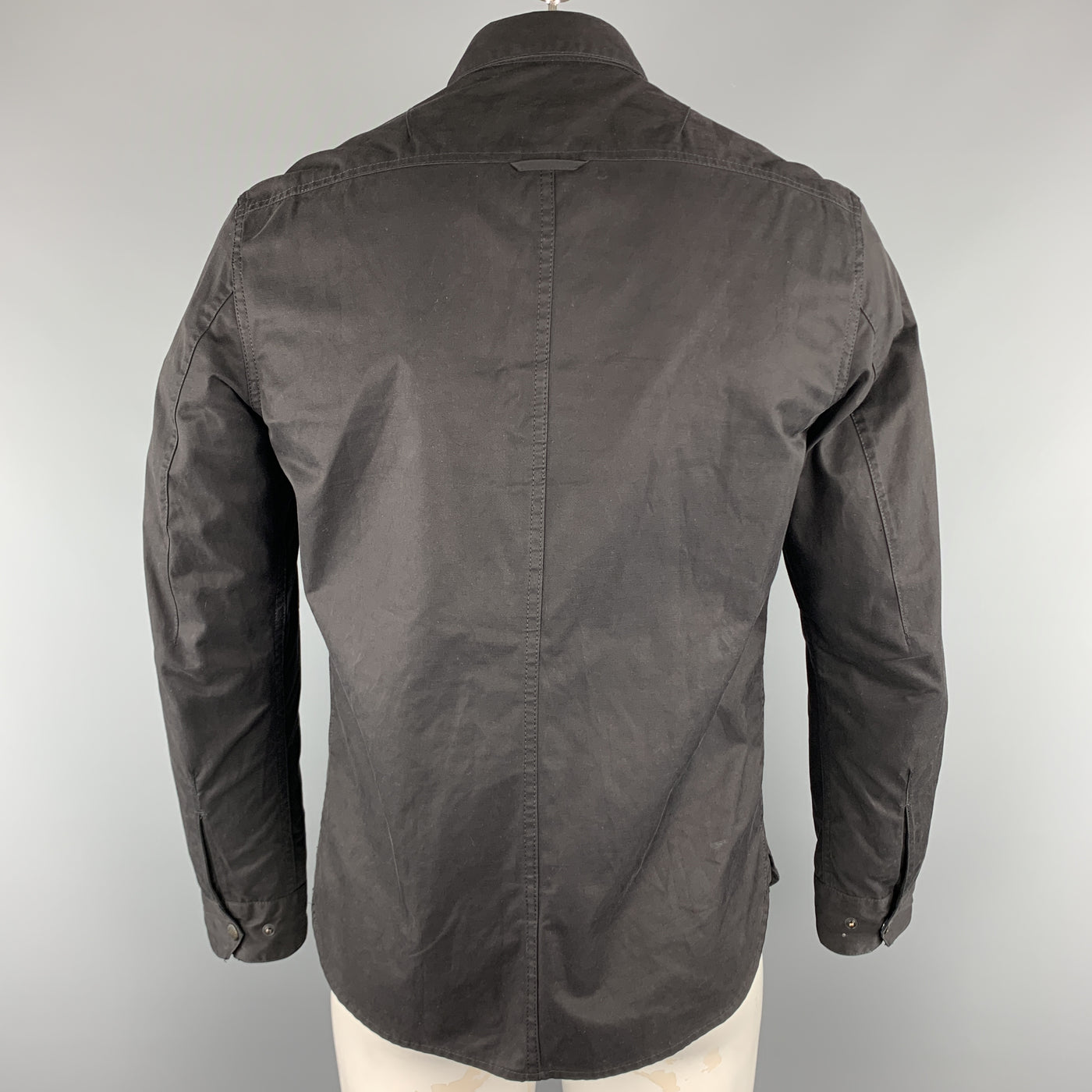 RAG & BONE Size M Black Solid Cotton / Polyester Zip & Snaps Jacket